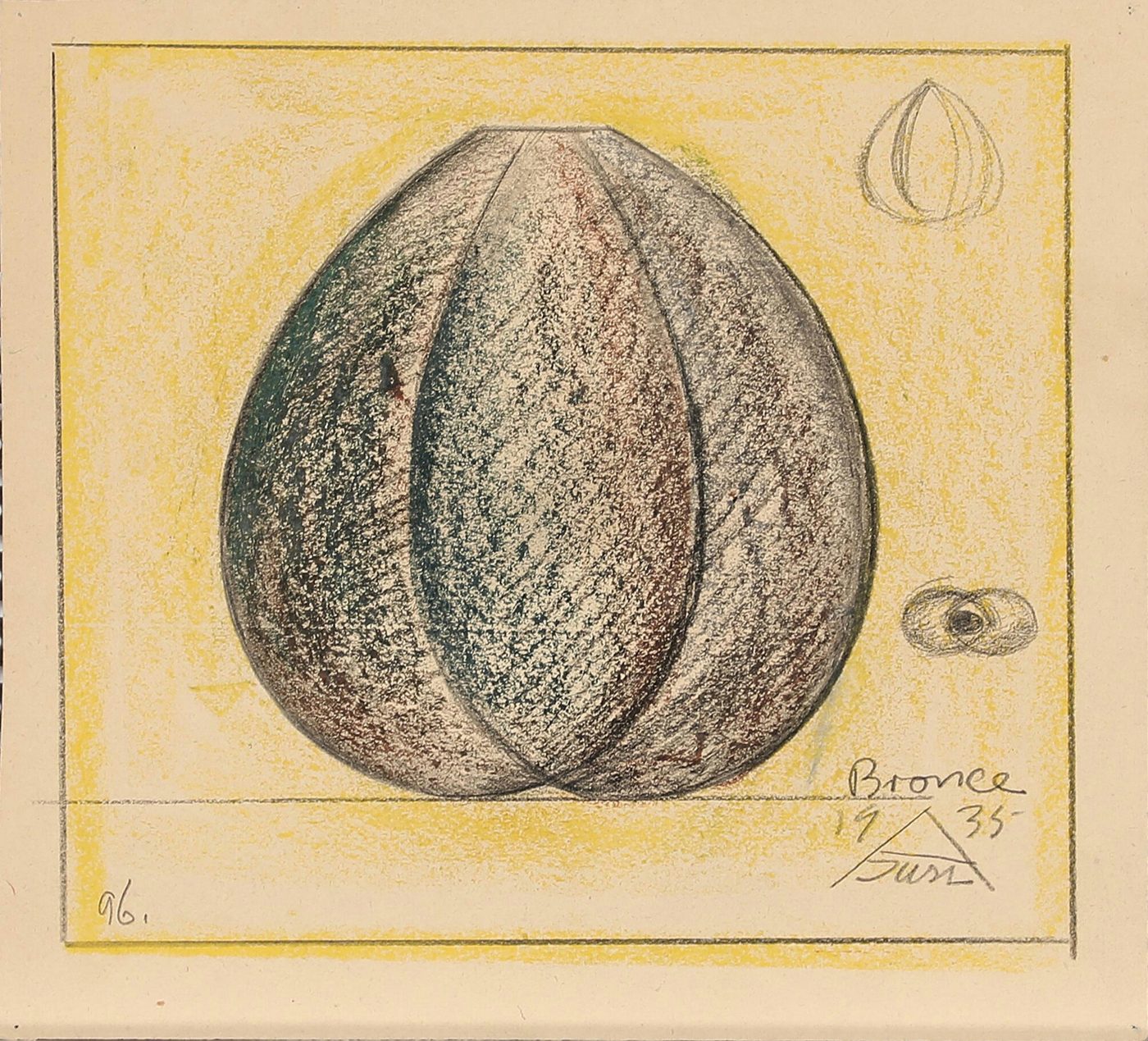 Just Andersens tegning af en bronzevase fra 1935