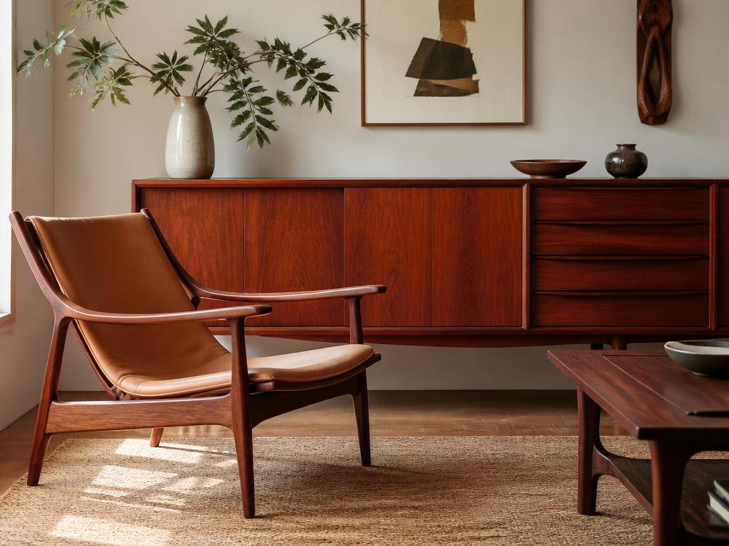 Palisandersideboard og dansk designerstol fra 1960'erne